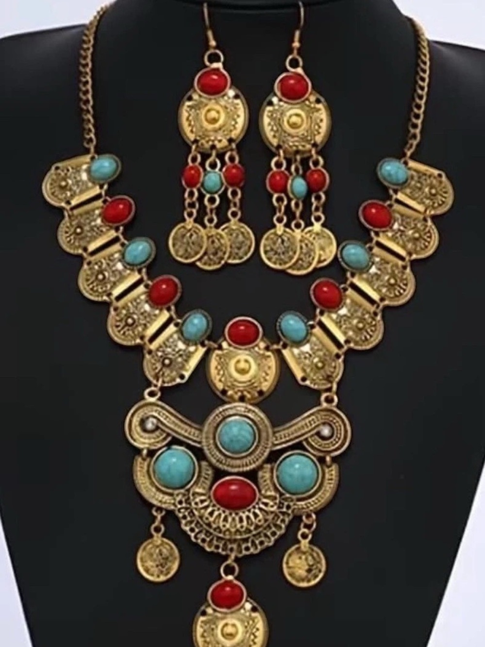 Gold & Turquoise Statement Jewelry Set NWT